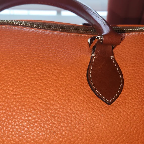 Dooney & Bourke Orange Leather Crossbody Or Satchel Handbag - Picture 2 of 7